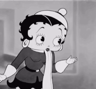Black And White Betty Boop In Scarf And Hat GIF