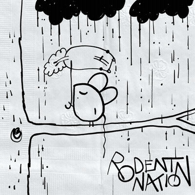 Black And White Bird Holding Umbrella Death Nation GIF