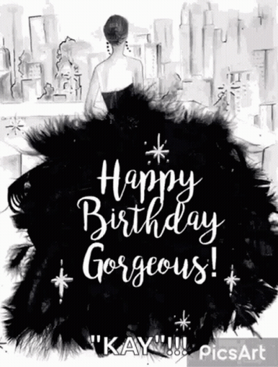 Black And White Birthday Card Saying Happy Birthday Gorgeous GIF