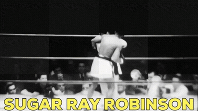 Black And White Boxing Match Sugar Ray Robinson In Yellow GIF