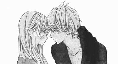 Black And White Boy And Girl Touching Foreheads GIF