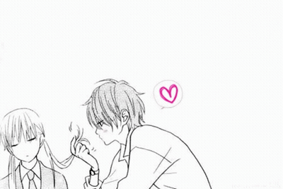 Black And White Boy And Girl With Heart GIF