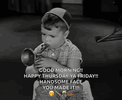 Black And White Boy Blowing Horn Good Morning GIF