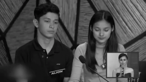 Black And White Boy Girl With Aljon Shirt GIF