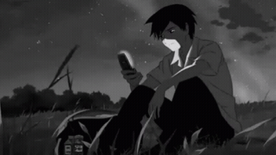 Black And White Boy Looking At Phone GIF
