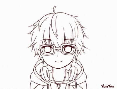 Black And White Boy With Glasses And Headphones By Yumyum GIF