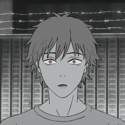 Black And White Boy With Red Eyes And Barbed Wire GIF