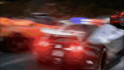 Black And White Bugatti Chiron Driving In Snow GIF