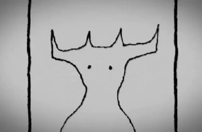Black And White Bull With Horns GIF
