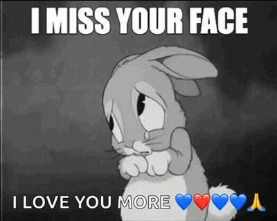 Black And White Bunny Says I Miss Your Face GIF