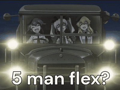 Black And White Bus Saying 5 Man Flex GIF