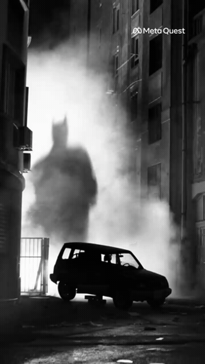 Black And White Car With Batman Silhouette Meta Quest GIF