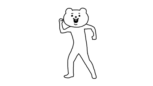 Black And White Cartoon Bear Flexing Sticker