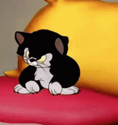 Black And White Cartoon Cat Sitting GIF