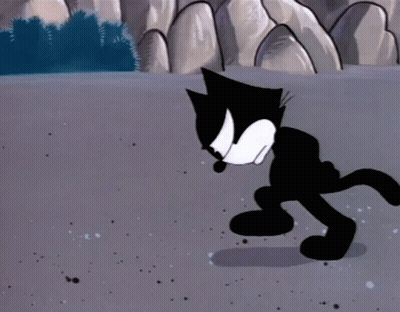 Black And White Cartoon Cat Standing GIF