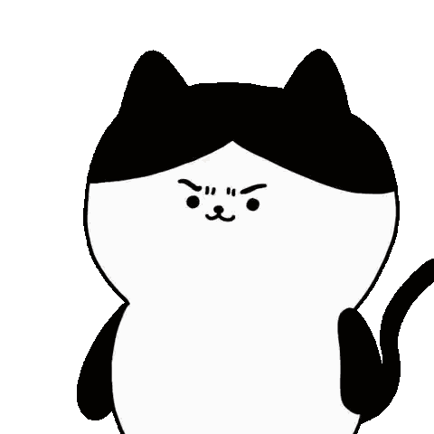 Black And White Cartoon Cat With Red Tongue Sticker