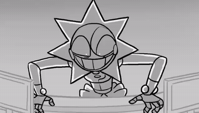 Black and White Cartoon Character Holding Ball
