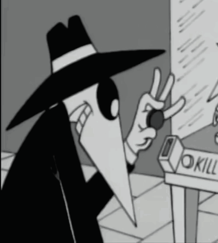 Black And White Cartoon Character Holding Kill Sign GIF