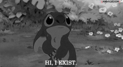 Black And White Cartoon Character Saying Hi I Exist GIF