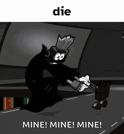 Black And White Cartoon Character Saying Mine GIF