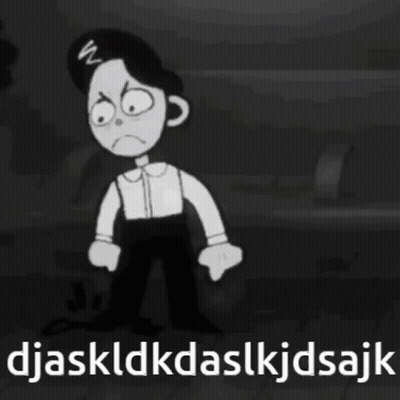 Black And White Cartoon Character Standing In Dark Room GIF
