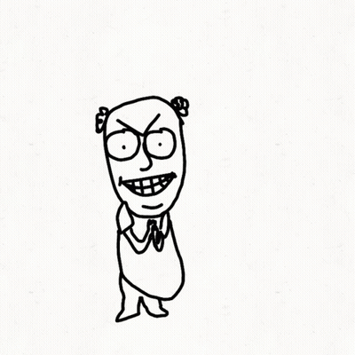 Black And White Cartoon Character With Big Smile GIF