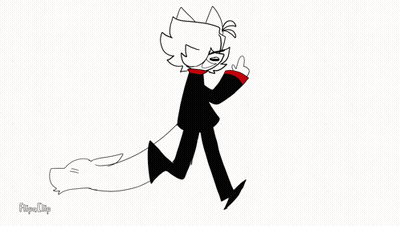 Black And White Cartoon Character With Cat Behind Him GIF