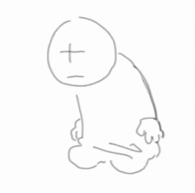 Black And White Cartoon Character With Cross On Head GIF