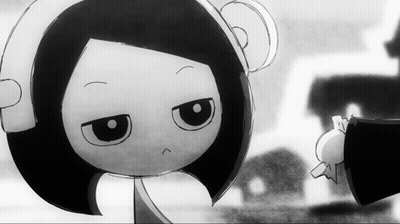 Black And White Cartoon Character With Headphones GIF