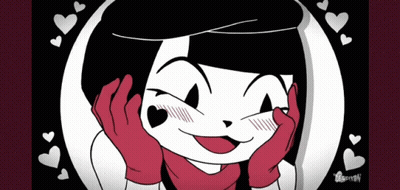 Black And White Cartoon Character With Hearts Around Her GIF