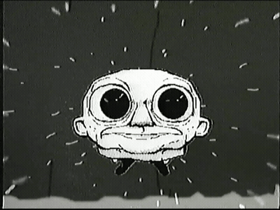 Black And White Cartoon Character With Large Eyes GIF