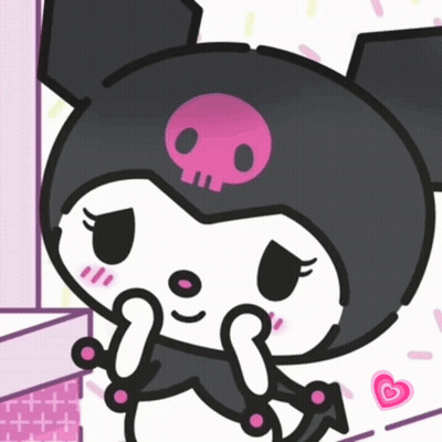 Black and White Cartoon Character With Pink Skull