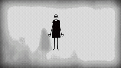 Black And White Cartoon Character With Skull On Face GIF
