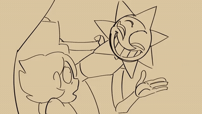 Black and White Cartoon Character With Sun on Face