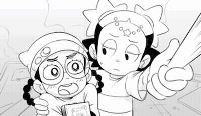 Black And White Cartoon Characters Taking Selfie GIF