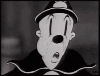 Black And White Cartoon Clown With Mustache And Hat GIF