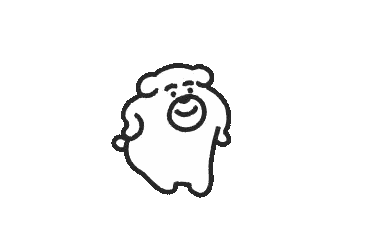 Black and White Cartoon Dog with Big Mouth