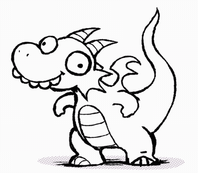 Black And White Cartoon Dragon With Wings GIF