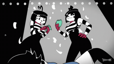 Black And White Cartoon Drawing Of Two Mimes Derryon GIF