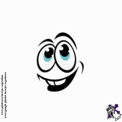 Black And White Cartoon Face With Blue Eyes And Smile GIF
