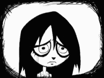 Black And White Cartoon Girl Sad GIF