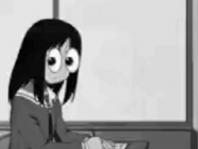 Black And White Cartoon Girl With Big Eyes GIF