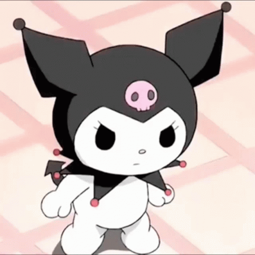 Black And White Cartoon Girl With Pink Skull GIF