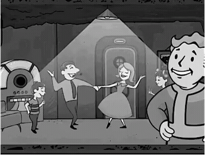 Black And White Cartoon Man And Woman Dancing GIF