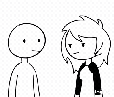 Black And White Cartoon Man And Woman Standing Together GIF