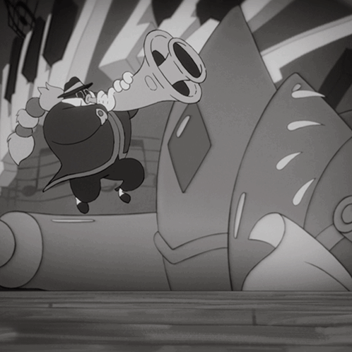 Black And White Cartoon Man Holding Trumpet GIF