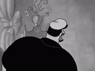 Black And White Cartoon Man With Beard In Hat And Jacket GIF