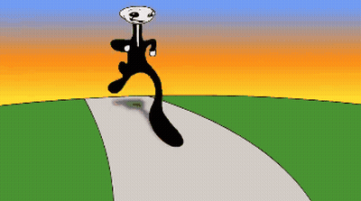 Black And White Cartoon Running Down Road GIF