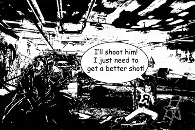 Black And White Cartoon Saying I'll Shoot Him GIF