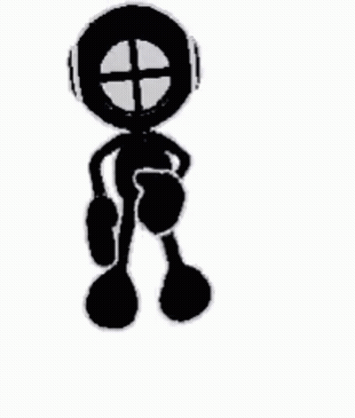 Black-And-White Cartoon Silhouette With Cross On Face GIF